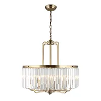 Люстра подвесная хрустальная Borno OML-66003-08 Omnilux прозрачная на 8 ламп, основание бронзовое в стиле современный Люстра подвесная хрустальная Borno OML-66003-08 Omnilux прозрачная на 8 ламп, основание бронзовое в стиле современный